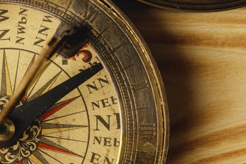 close up view of old compass