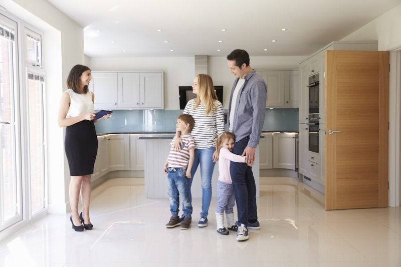 family looking at new home