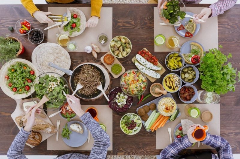 Digital Marketing for Restaurants vegetarian spread on wood table