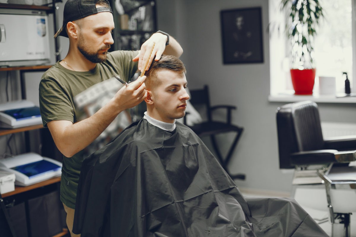 man getting haircut