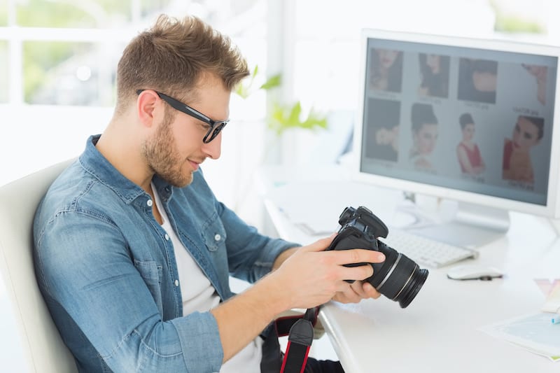 Looking at footage on camera