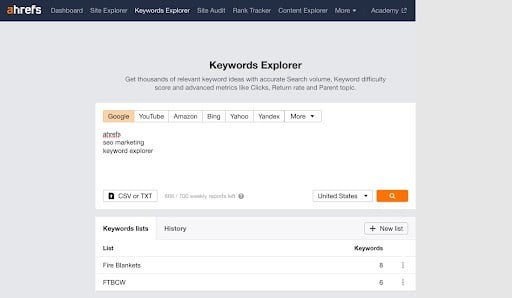 ahrefs keyword explorer