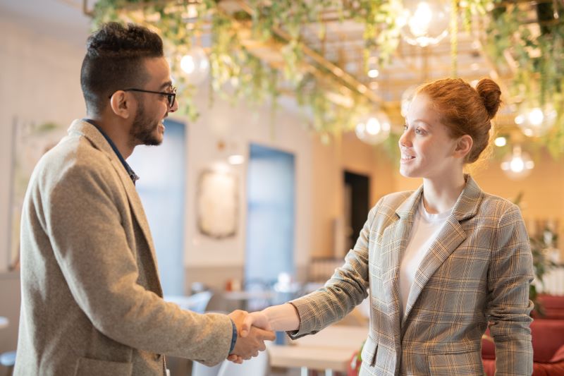 handshake with potential client