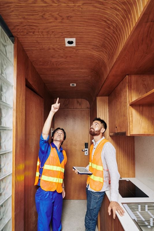electrician showing light sockets