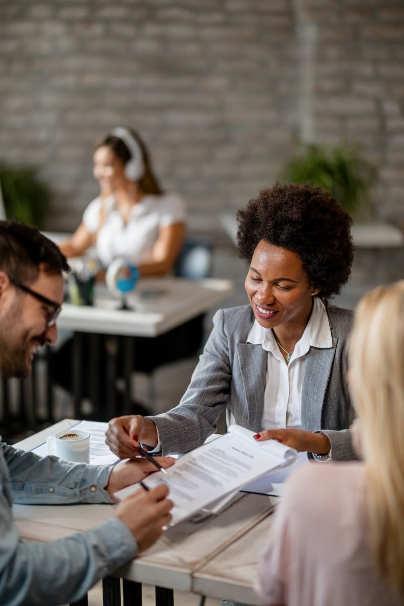 insurance agent with a new clients