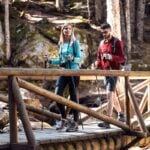 two hikers with backpack