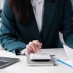 young woman working from home