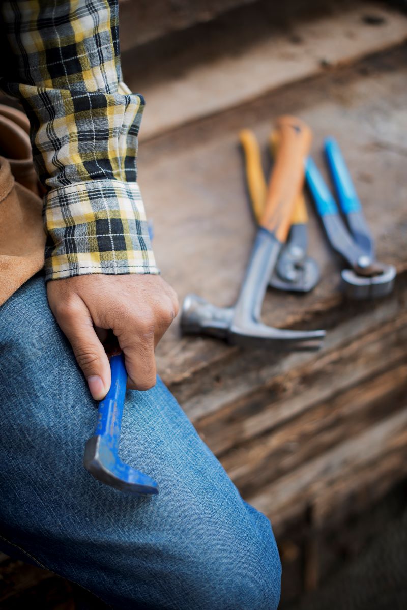 builder at a construction site
