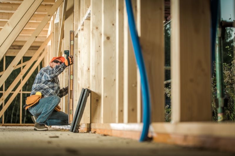 wooden house construction site