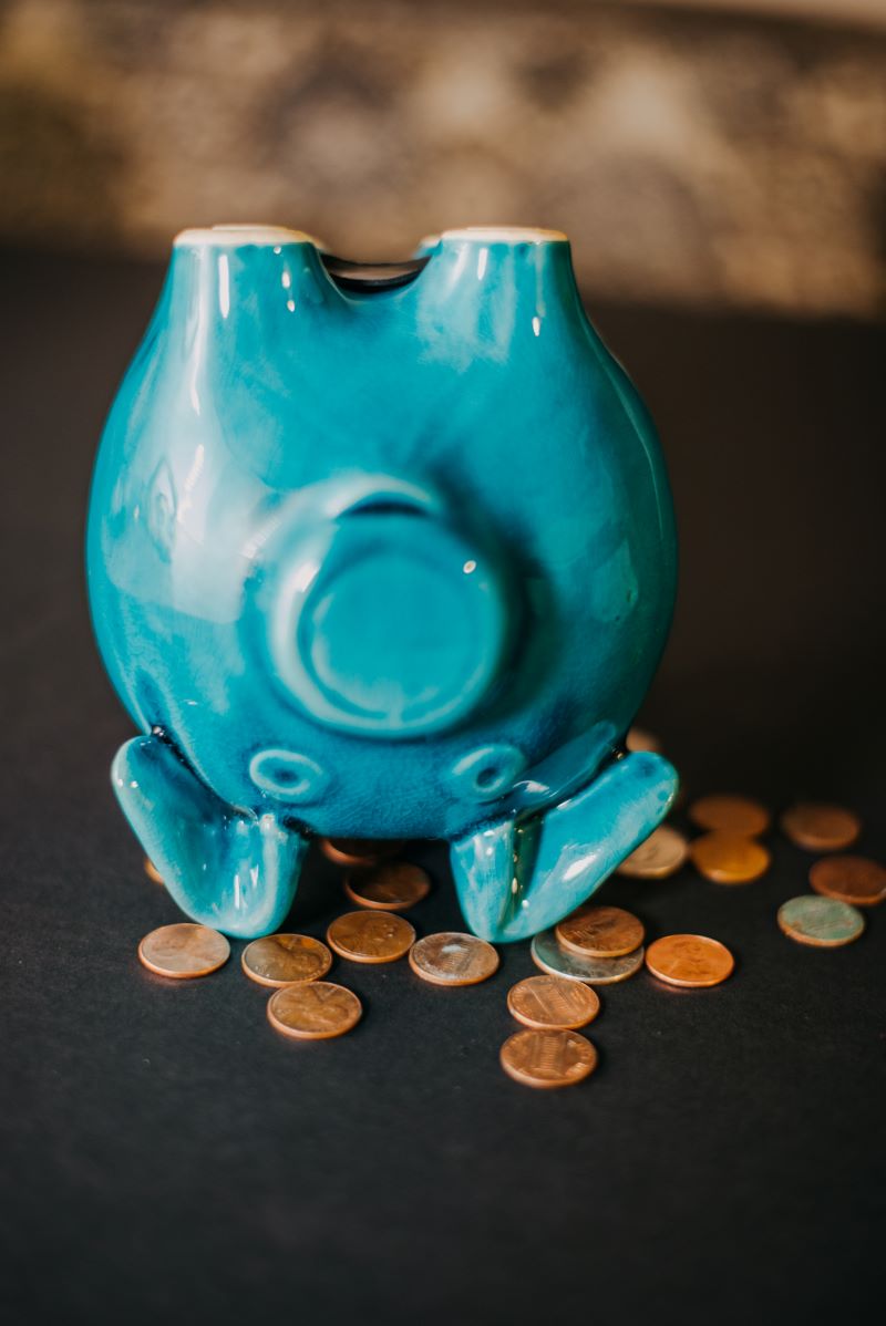 a piggy bank upside down