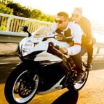 couple on motorcycle
