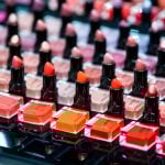 lipsticks in beauty store