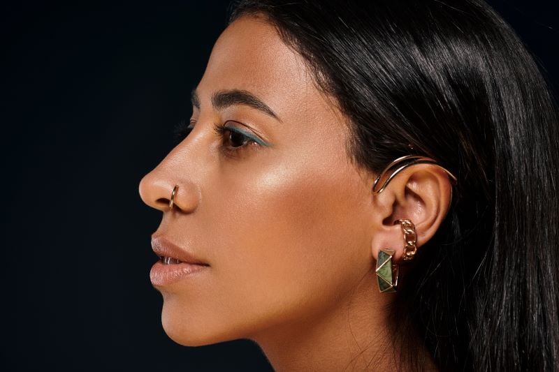 beautiful woman with nose Piercing