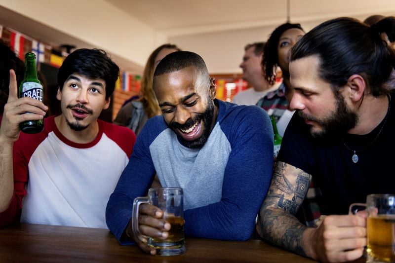 friends at the bar together