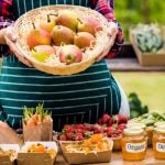 woman selling organic pears